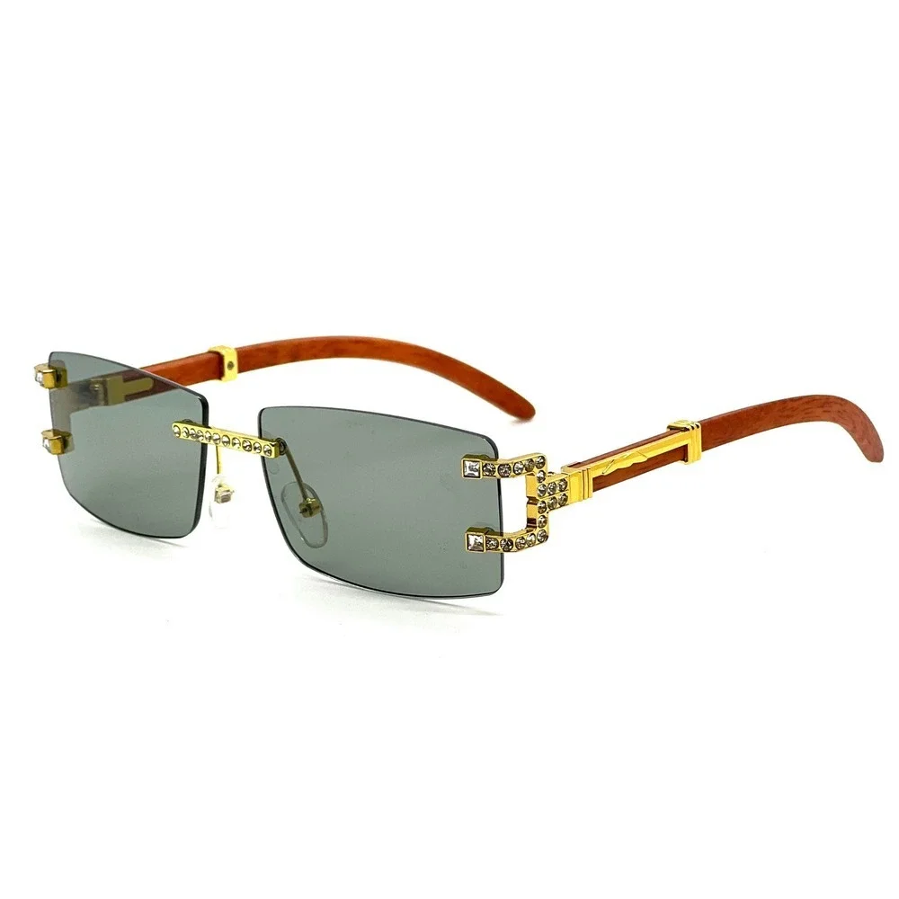 Men Sunglasses Square Frameless Classic Fashion Gold Frame Rapper Icedout Lentes